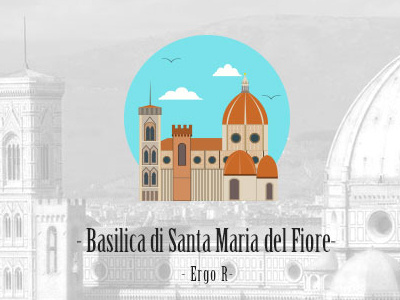 Basilica di Santa Maria del Fiore building flat icon illustration vector