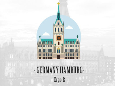 GERMANY HAMBURG building flat icon illustration vector