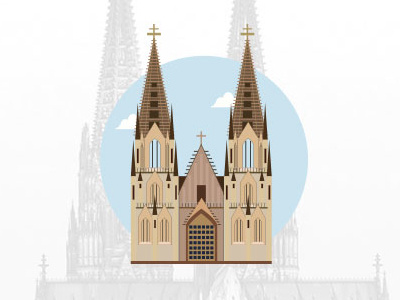 German Cologne Cathedral building flat icon illustration vector