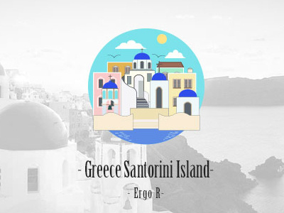 Greece Santorini building flat icon illustration vector