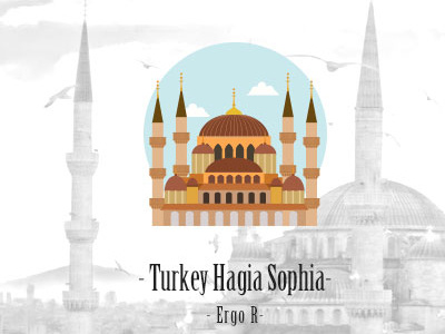 Hagia Sophia building flat icon illustration vector
