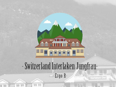 Interlaken Jungfrau building flat icon illustration vector