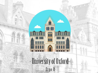 Oxford building flat icon illustration vector