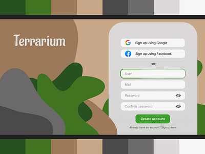 Terrarium - Login page - Practice project #uichallenge branding challenge loginpage ui ux web design