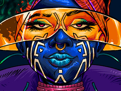 Spacekeeper - colors afrofuturism illustration poster tshirt