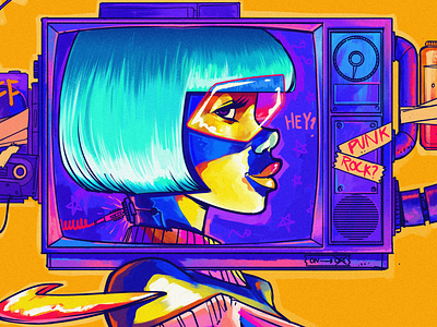 TV SHOW! artwork colorful colorful art cyberpunk illustration psychedelic