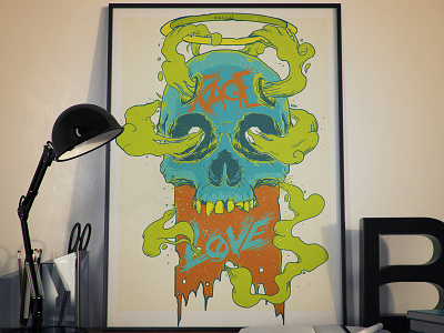 Rage Love Skull poster skull tee design