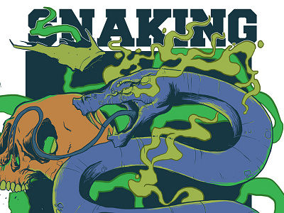 Snaking Detail skull snakes tee design