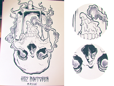 Inktober #02 - Lamp Skull inktober skull
