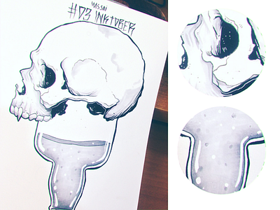 Inktober #03 - A Skull in a Bottle inktober skull