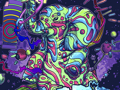 Jungle Ting! - detail gig poster psychedelic