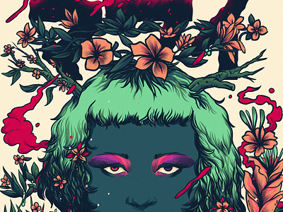 Flower girl poster colorful illustration poster