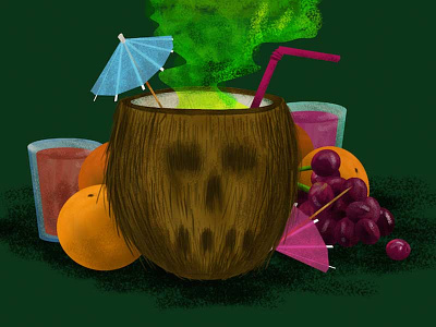 Halloweencoco cocktail coconut halloween illustration tropical