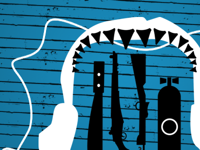 Shark weapons graphic illustration jaws machete shark