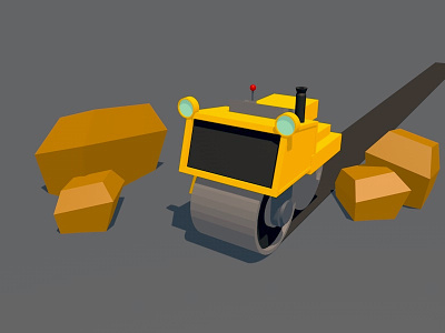 Steam Roller 3d c4d low lowpoly poly