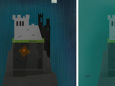 Castles castle dungeon illustration moody rain vector