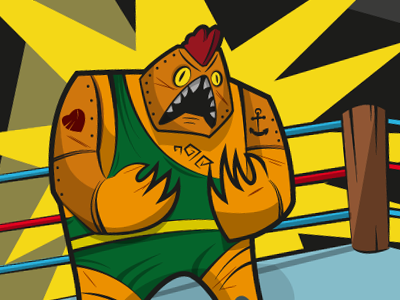 Roosterbot Wrestler illustration robots vector wrestler