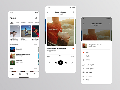 Music App- Light theme app design light theme mobile design music product design ui ux