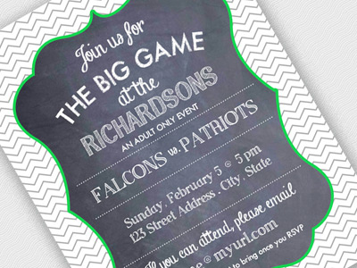 Chalkboard Superbowl Party Invitation chalk chalkboard invitation superbowl