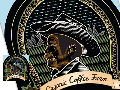 Coffee Farm Label coffee farm illustration label line art organic