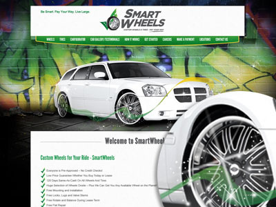 SmartWheels Website colorful background graffiti grungy website tires wheels