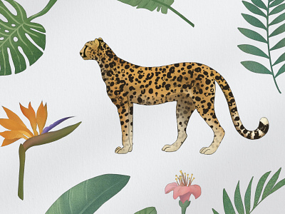 Leopard tropical print design illustration