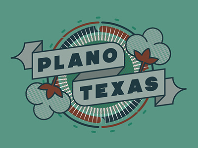 Plano, Texas animation banner bicycling branding cotton documentary plano shield texas type