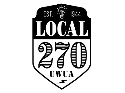 Local 270 Left Breast Print branding bulb design lines merch power shield typography union