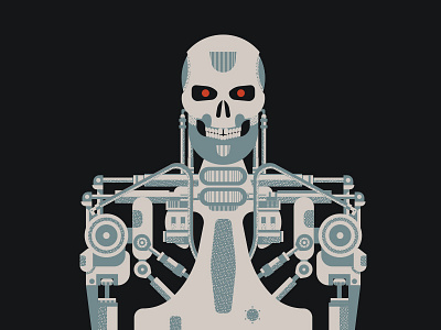 Terminator action film james cameron print robot screen printing skeleton skynet terminator