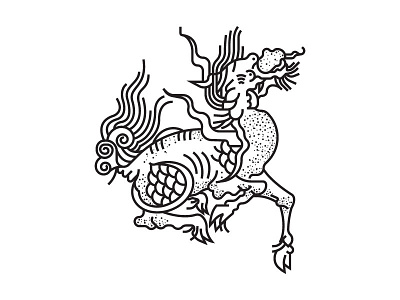 Dragynaught ancent art asian chinese folk hoof hooves vector