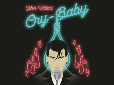 Cry Baby Johnny Depp John Waters 1950s baby cry film john waters johnny depp neon neon sign sign tear vintage