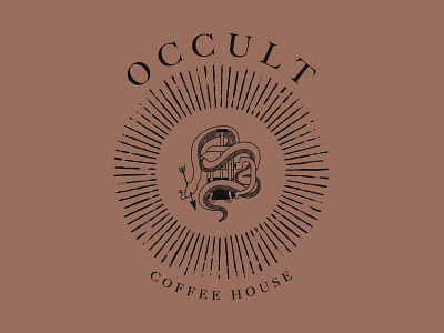 Occult Coffee House Branding arrow coffee french press hand drawn illustration occult serif snake snek typography