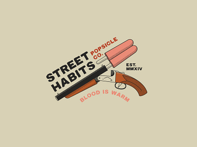 Street Habits Popsicle Co. III blood branding candy food gun hand drawn ice cream identity popsicle sawed off shotgun sketch