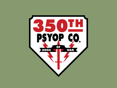350th Psyop Co. 350th army lightning bolts logo design military psyop shield sword