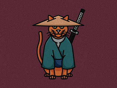 Samurai Cat blade cat feline gato inktober katana ninja samurai swing sword