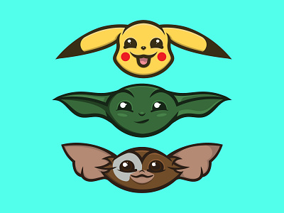 The Holy Trinity cute gizmo gremlins illustration pikachu pokemon star wars trinity yoda