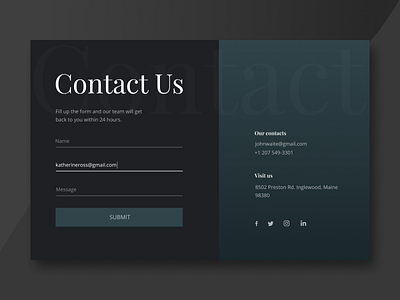 Contact Us form design contact form contact page contact us ui uidesign uiux uiuxdesign website website design