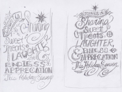 Hand Lettered Holiday Card Sketches hand lettering holiday card pencil sketches
