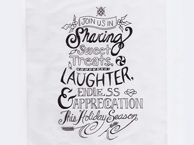 Hand Lettered Holiday Card-Ink hand letering holiday card ink sketch