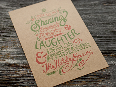 Hand Lettered, Letterpress Holiday Card–Chipboard chipboard hand lettering holiday card illustration letterpress printing