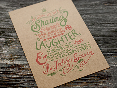 Hand Lettered, Letterpress Holiday Card–Chipboard