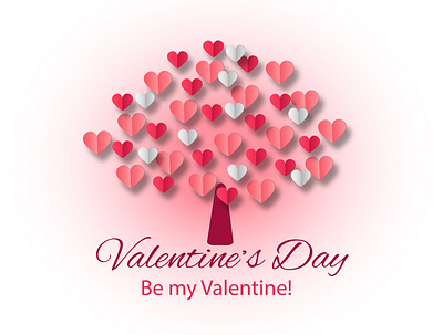 VALENTINES DAY card design hearts illustration pink sticker tree valentine vector