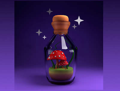 3D mushroom bottle 3d 3d illustration blender learning learning 3d