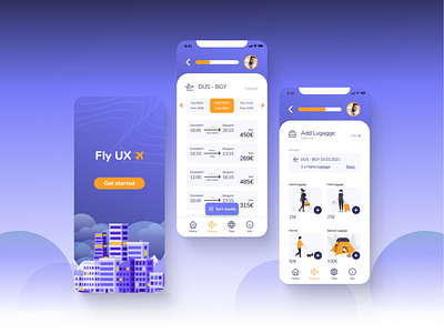 FlyUX Mobile App app booking design flight ui