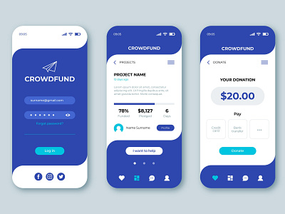 Crowd funding app branding icon mobile app ui ux vector