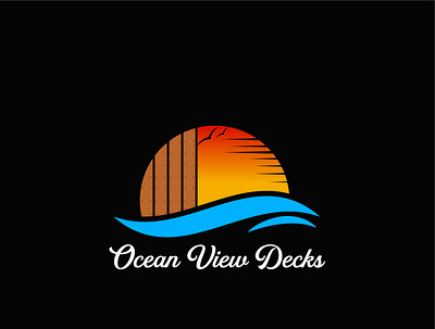 Decks company logo a logo beach logo creative design deck logo design logo ocean logo ocean view sun logo sunset un unique