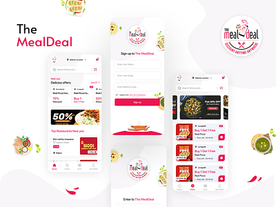 Food Restaurant Coupon application coupon food home page login screen offer pink color restaurant soft ui ui