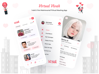 Matrimony App application atik gohel date dating app design illustration matrimon matrimonial matrimonial app ui