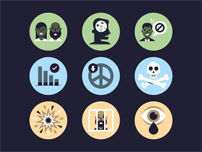 A refugee's journey / Icons charity eye graph icons infographic man minimal people refugee skull woman