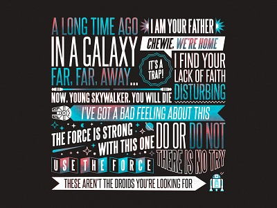 The best of Star Wars! film jedi lightsaber may 4th millenium falcon movie quote r2d2 skywalker star wars star wars day typography